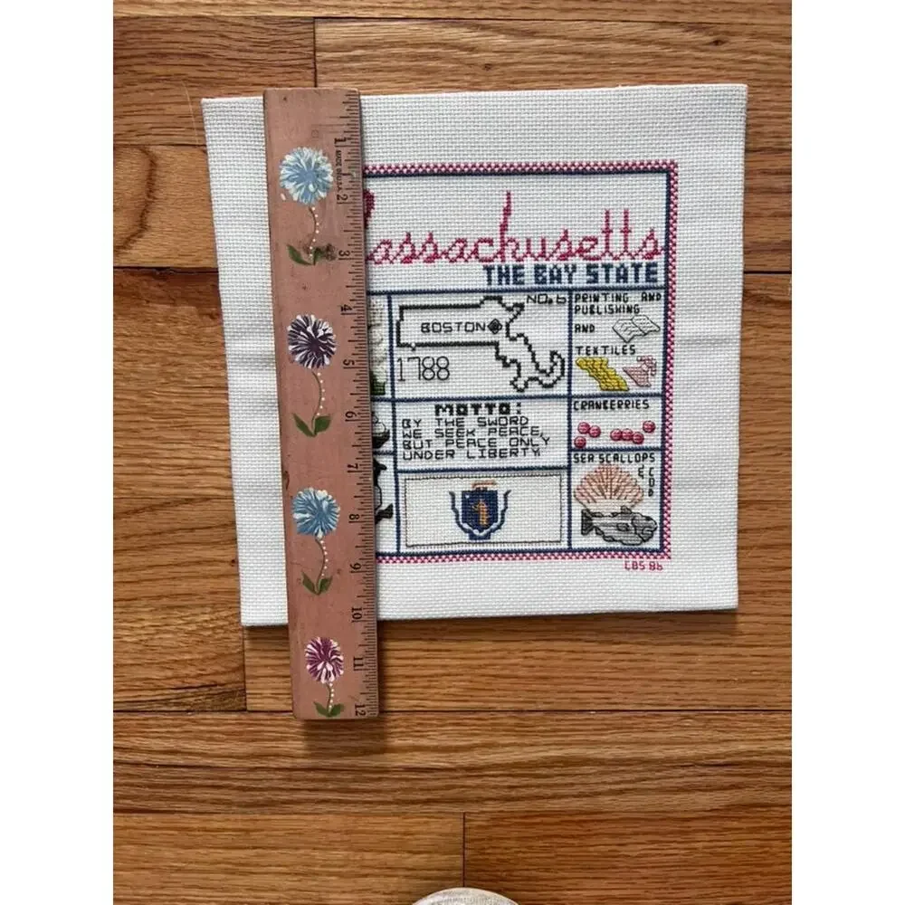 Vintage Massachusetts Cross Stitch Sampler | Bay State Needlework, 1986